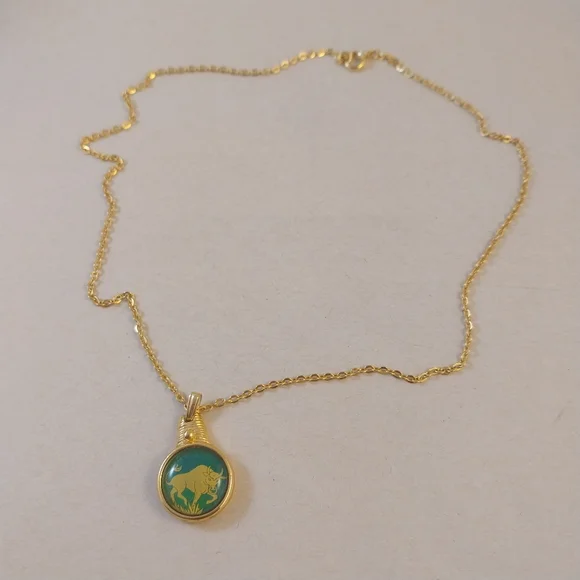 Gold Buffalo Pendant Necklace - Picture 10 of 15